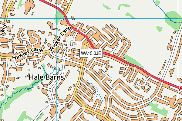 WA15 0JE map - OS VectorMap District (Ordnance Survey)