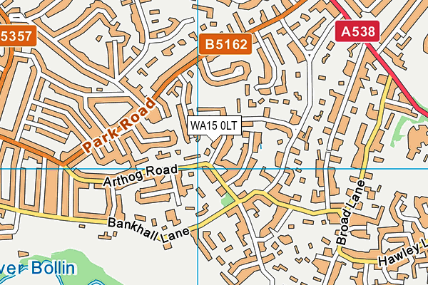 WA15 0LT map - OS VectorMap District (Ordnance Survey)