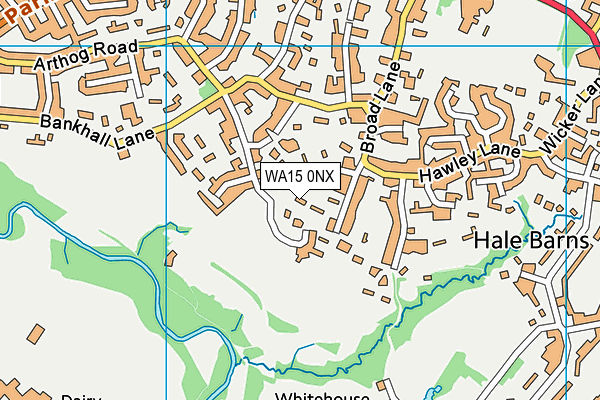 WA15 0NX map - OS VectorMap District (Ordnance Survey)