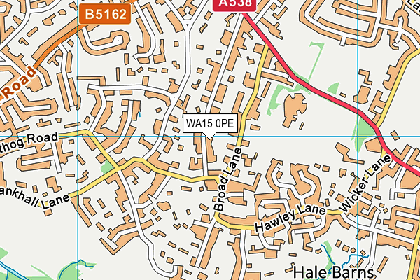 WA15 0PE map - OS VectorMap District (Ordnance Survey)