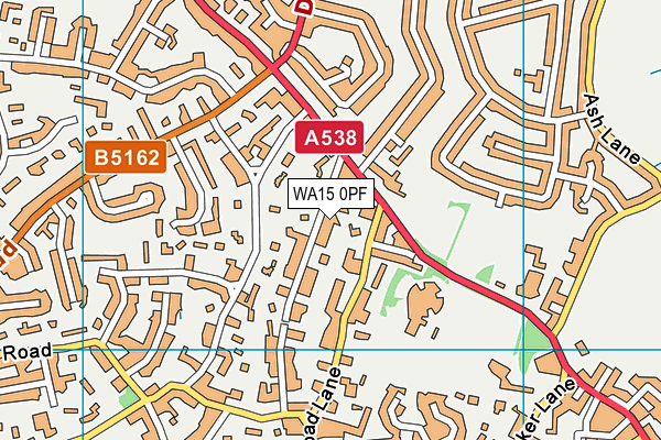 WA15 0PF map - OS VectorMap District (Ordnance Survey)