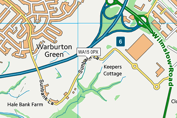 WA15 0PX map - OS VectorMap District (Ordnance Survey)