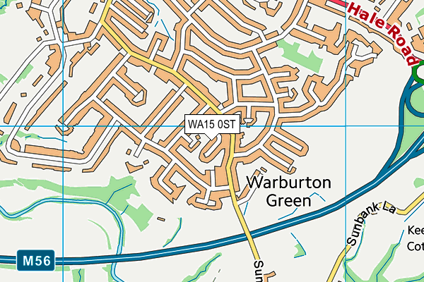WA15 0ST map - OS VectorMap District (Ordnance Survey)