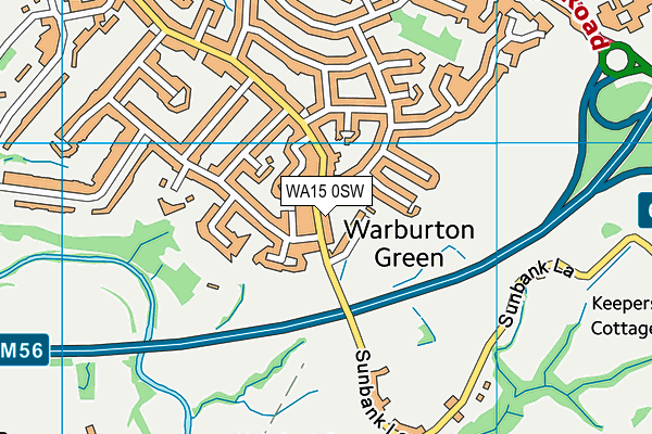 WA15 0SW map - OS VectorMap District (Ordnance Survey)