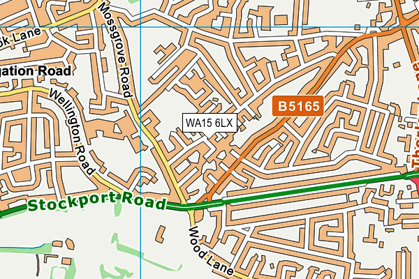 WA15 6LX map - OS VectorMap District (Ordnance Survey)