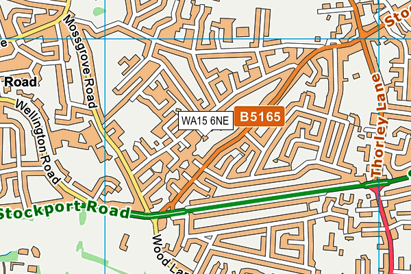WA15 6NE map - OS VectorMap District (Ordnance Survey)