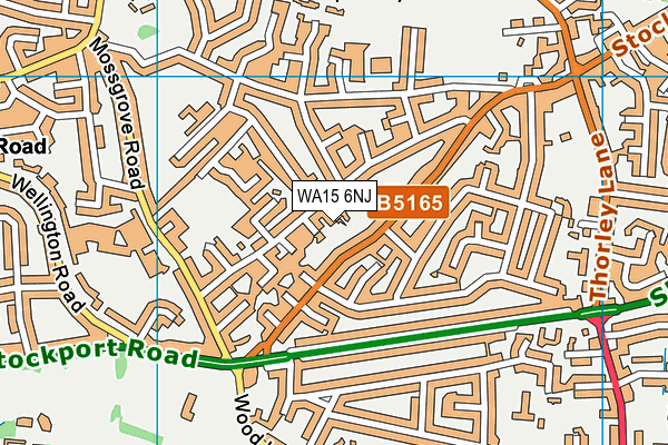 WA15 6NJ map - OS VectorMap District (Ordnance Survey)