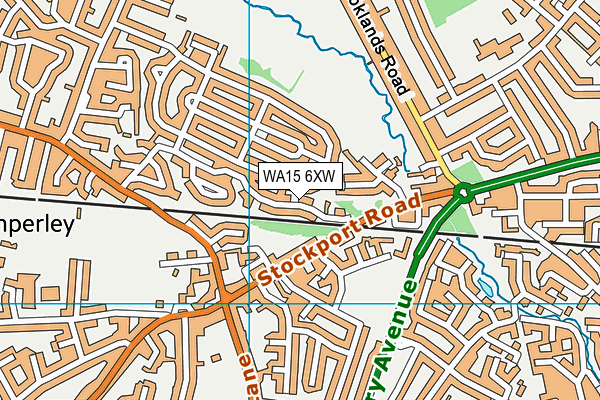 WA15 6XW map - OS VectorMap District (Ordnance Survey)