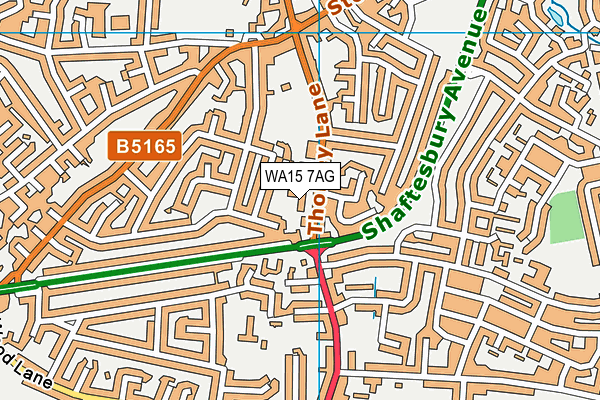 WA15 7AG map - OS VectorMap District (Ordnance Survey)