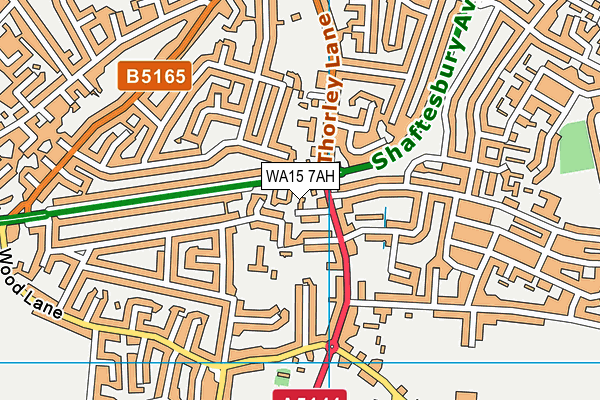 WA15 7AH map - OS VectorMap District (Ordnance Survey)