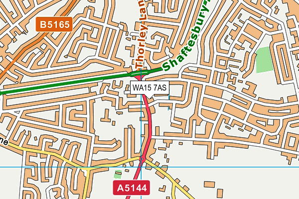 WA15 7AS map - OS VectorMap District (Ordnance Survey)