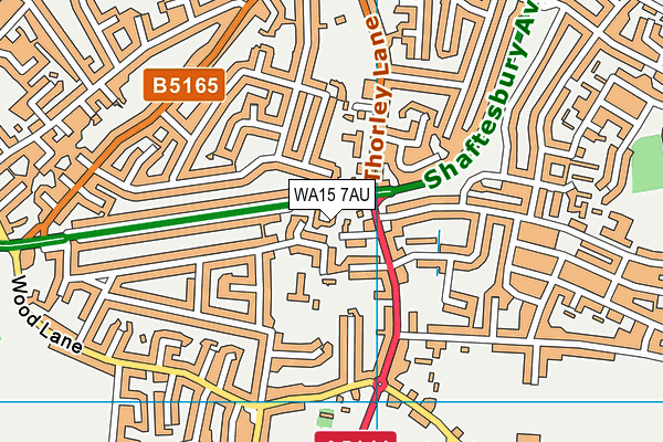 WA15 7AU map - OS VectorMap District (Ordnance Survey)