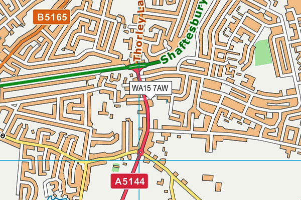 WA15 7AW map - OS VectorMap District (Ordnance Survey)