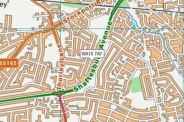 WA15 7AY map - OS VectorMap District (Ordnance Survey)