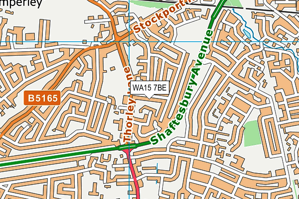 WA15 7BE map - OS VectorMap District (Ordnance Survey)