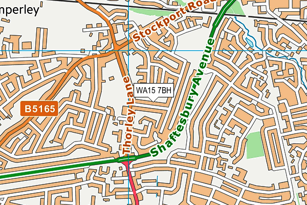 WA15 7BH map - OS VectorMap District (Ordnance Survey)