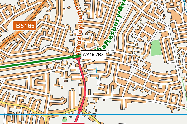 WA15 7BX map - OS VectorMap District (Ordnance Survey)