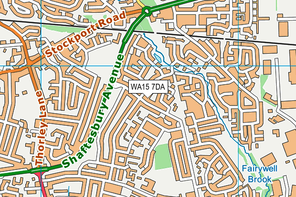 WA15 7DA map - OS VectorMap District (Ordnance Survey)