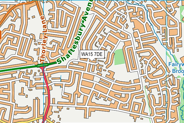 WA15 7DE map - OS VectorMap District (Ordnance Survey)