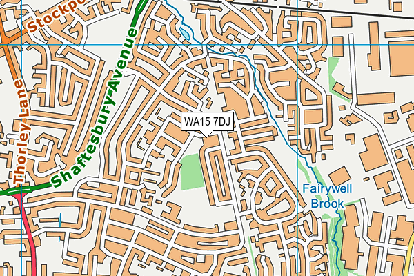 WA15 7DJ map - OS VectorMap District (Ordnance Survey)