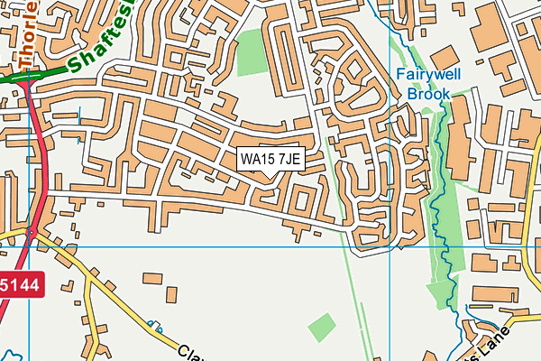 WA15 7JE map - OS VectorMap District (Ordnance Survey)