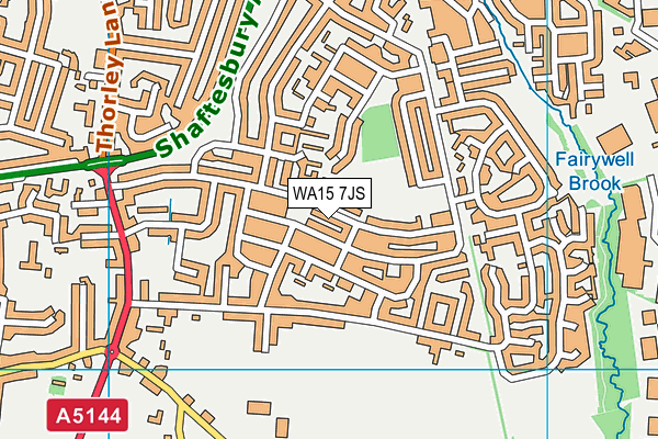 WA15 7JS map - OS VectorMap District (Ordnance Survey)