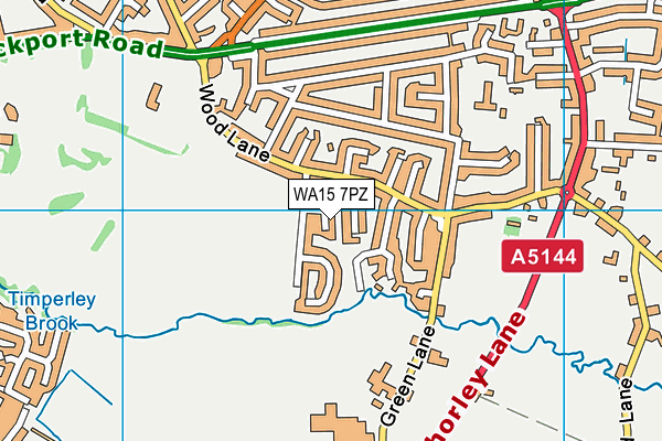 WA15 7PZ map - OS VectorMap District (Ordnance Survey)