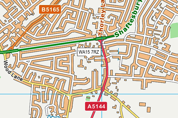 WA15 7RZ map - OS VectorMap District (Ordnance Survey)