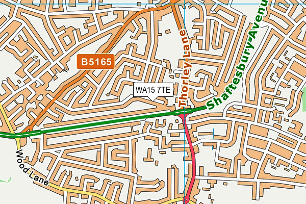 WA15 7TE map - OS VectorMap District (Ordnance Survey)