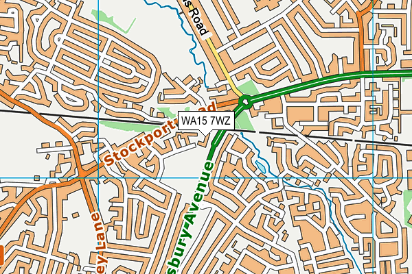 WA15 7WZ map - OS VectorMap District (Ordnance Survey)