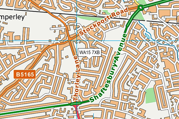 WA15 7XB map - OS VectorMap District (Ordnance Survey)