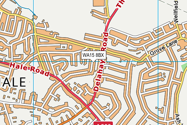 WA15 8BX map - OS VectorMap District (Ordnance Survey)