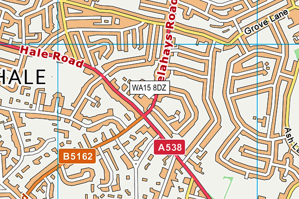 WA15 8DZ map - OS VectorMap District (Ordnance Survey)
