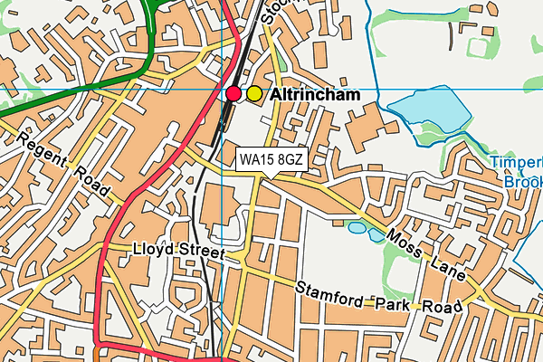 WA15 8GZ map - OS VectorMap District (Ordnance Survey)