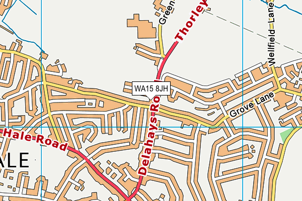 WA15 8JH map - OS VectorMap District (Ordnance Survey)