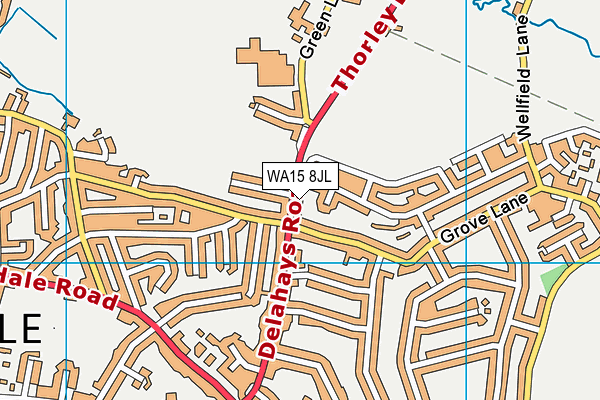 WA15 8JL map - OS VectorMap District (Ordnance Survey)