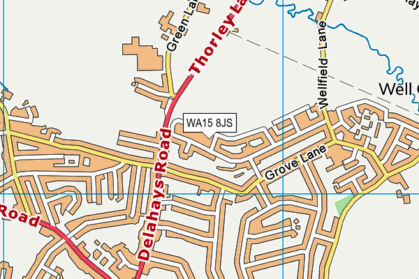 WA15 8JS map - OS VectorMap District (Ordnance Survey)