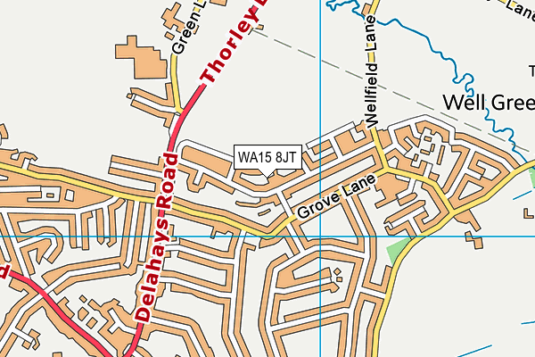 WA15 8JT map - OS VectorMap District (Ordnance Survey)