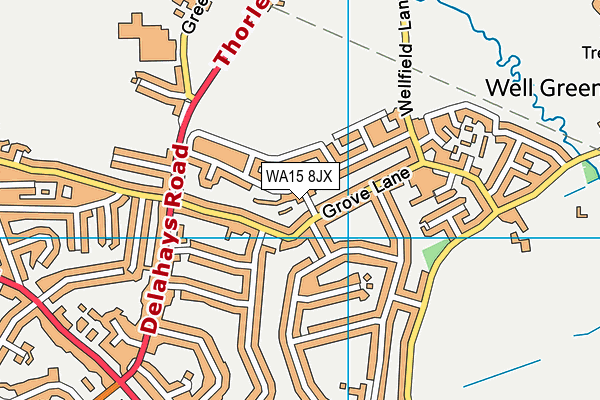 WA15 8JX map - OS VectorMap District (Ordnance Survey)