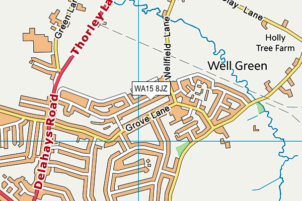 WA15 8JZ map - OS VectorMap District (Ordnance Survey)