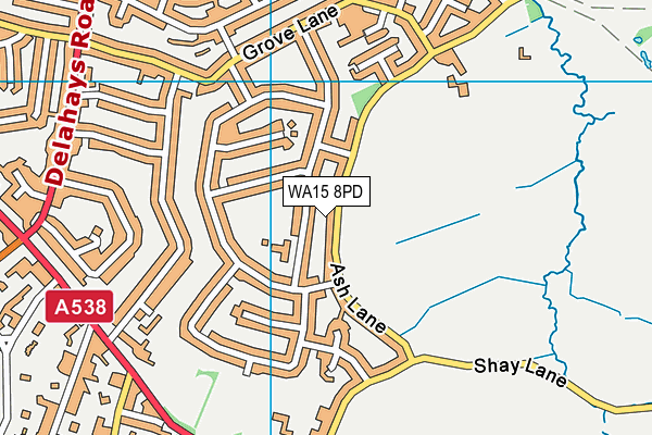 WA15 8PD map - OS VectorMap District (Ordnance Survey)