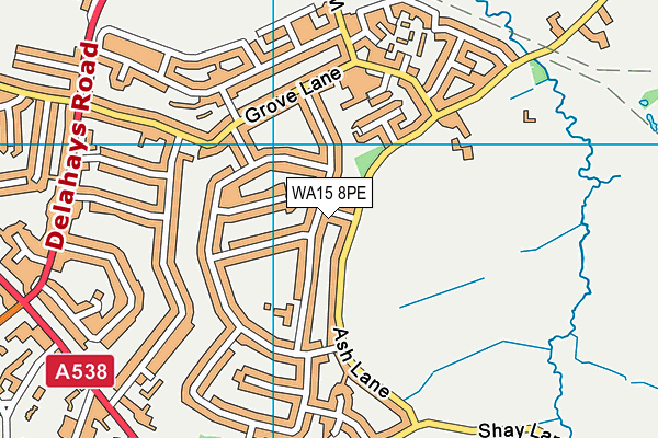 WA15 8PE map - OS VectorMap District (Ordnance Survey)