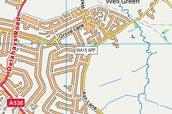 WA15 8PF map - OS VectorMap District (Ordnance Survey)
