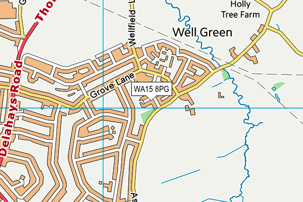 WA15 8PG map - OS VectorMap District (Ordnance Survey)
