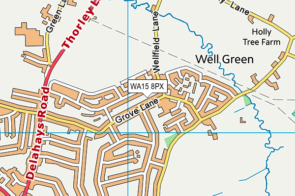 WA15 8PX map - OS VectorMap District (Ordnance Survey)