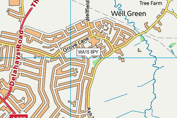 WA15 8PY map - OS VectorMap District (Ordnance Survey)