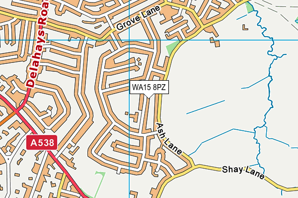 WA15 8PZ map - OS VectorMap District (Ordnance Survey)