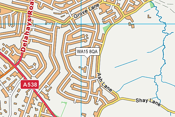 Well Green Primary School map (WA15 8QA) - OS VectorMap District (Ordnance Survey)