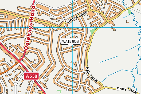 WA15 8QB map - OS VectorMap District (Ordnance Survey)