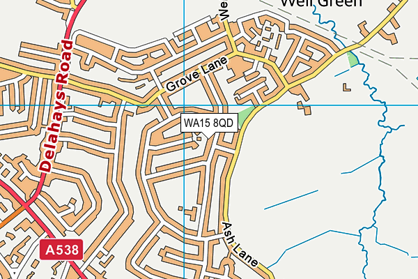 WA15 8QD map - OS VectorMap District (Ordnance Survey)